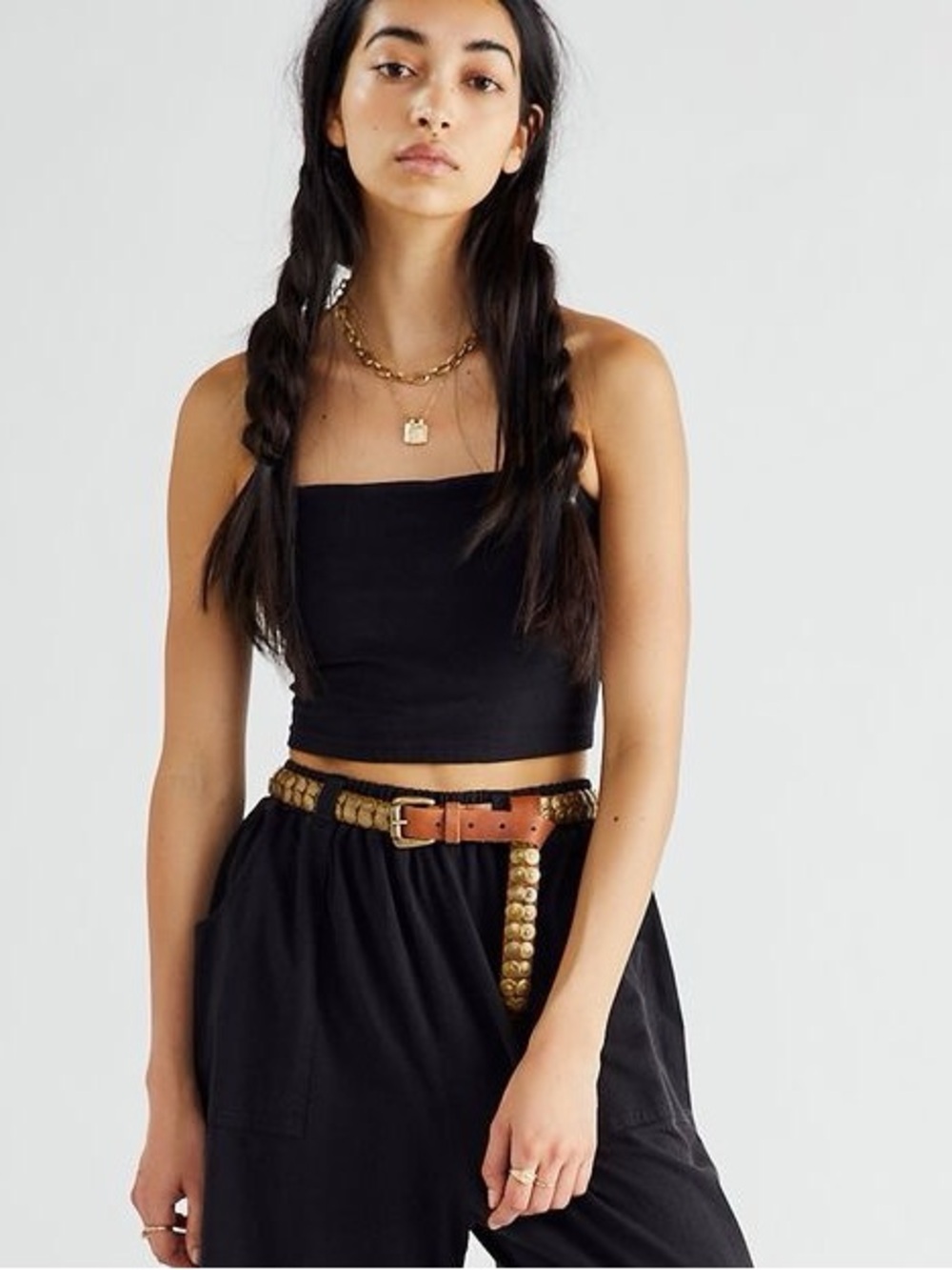 Free People Black Strapless Crop Top